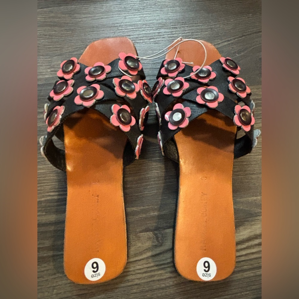 NEW Rachel Comey Acta Sandals Pink Flowers Criss Cross Slides‎